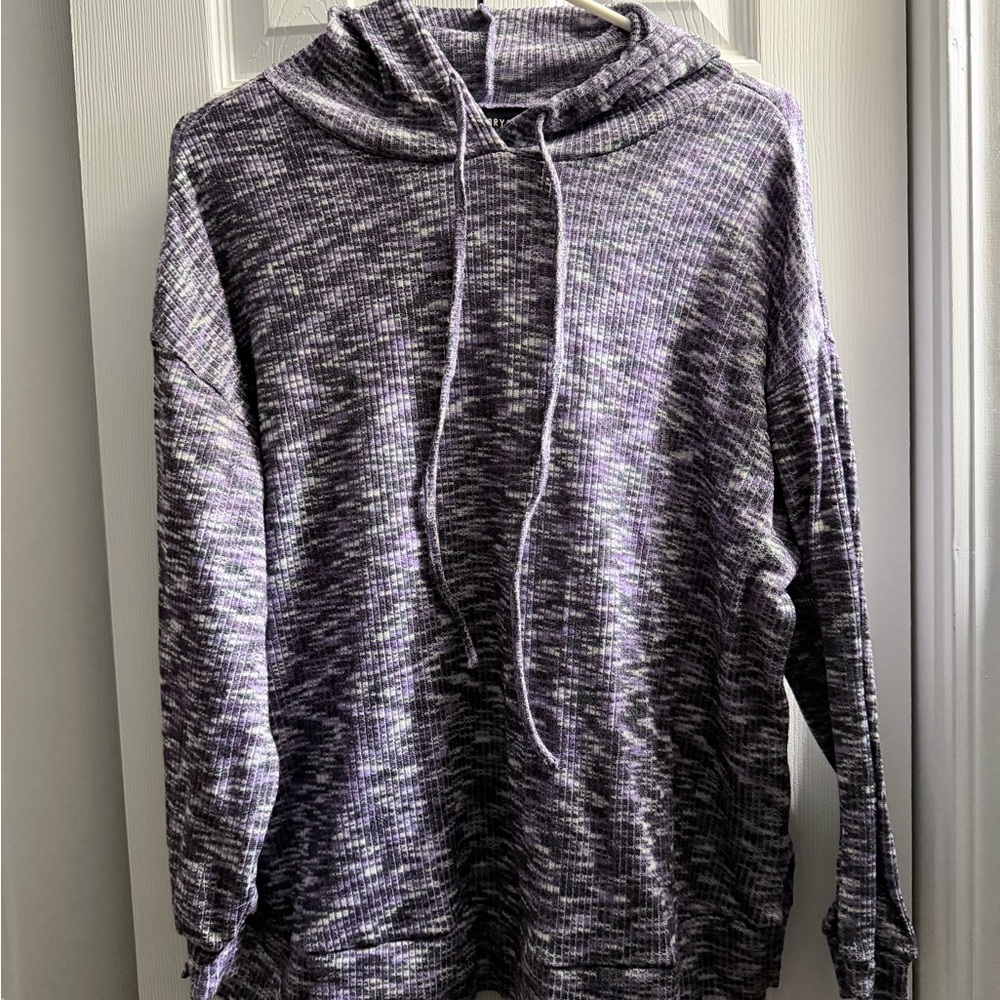 Lane Bryant Hooded Knit Sweater Purple Gray Size 14/16 Plus Size
